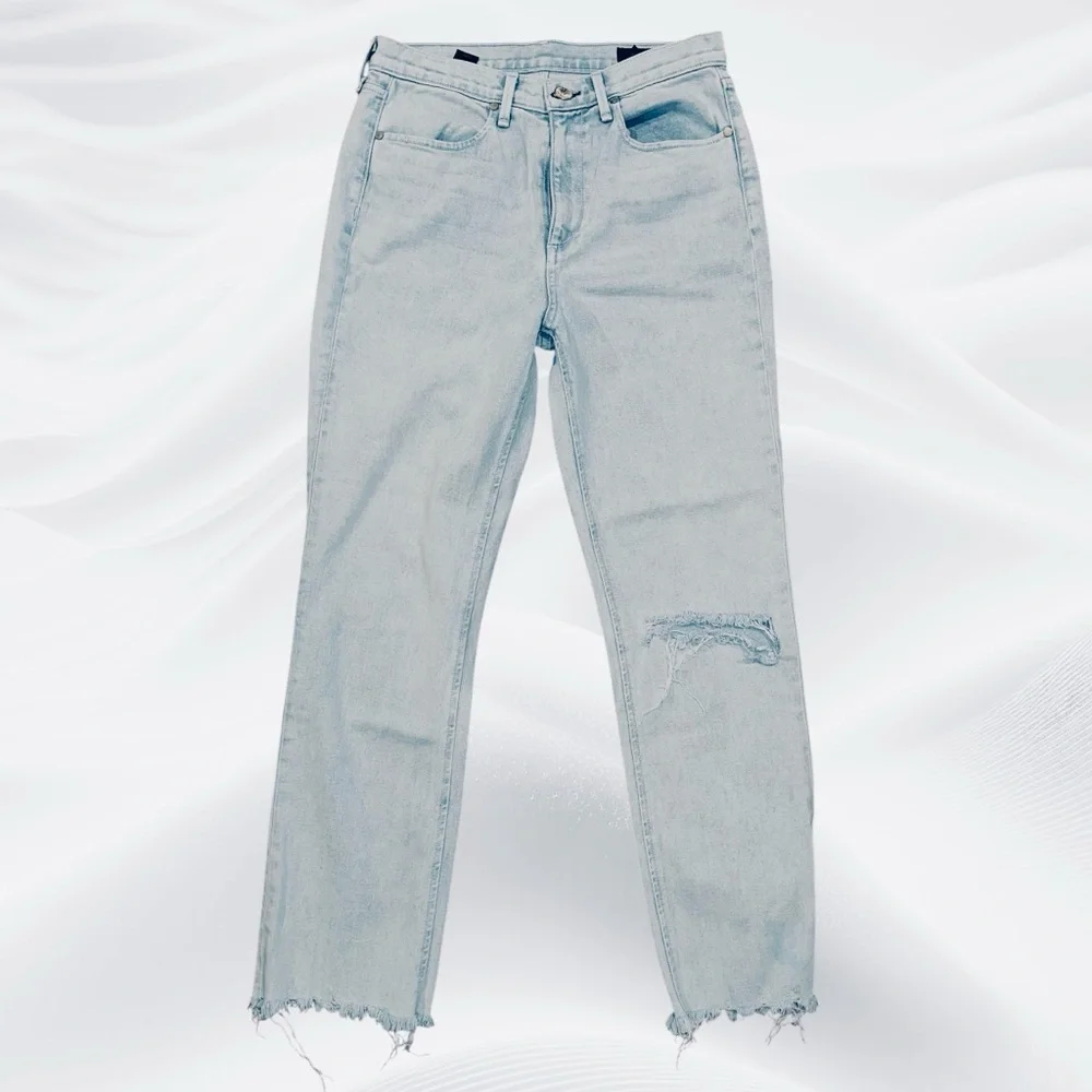 Rag & Bone Ankle Cigarette Jeans In Dean Wash Fray‎ Hem 28 Light Wash Bleached